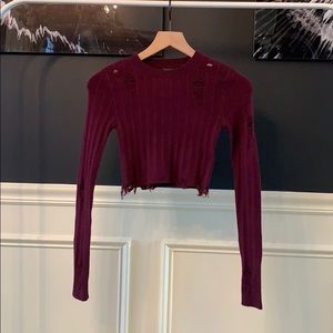 Dark purple Cropped edgy Sweater